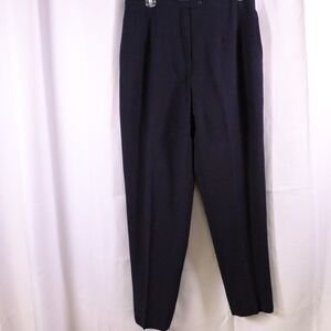 Harve Benard Womens 14 32x30 Navy Blue High Rise‎ Wool Dress Pants Formal